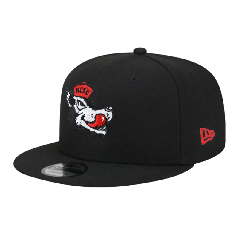 NC State Wolfpack New Era 9Fifty Black Slobbering Wolf Flatbill Adjustable Hat