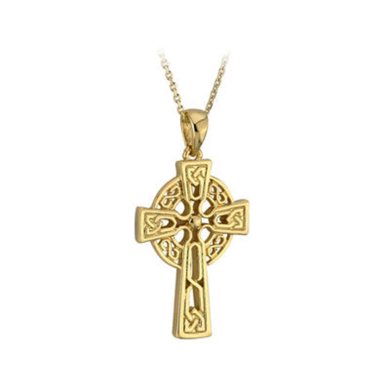 10K Gold Tiny Celtic Cross Pendant