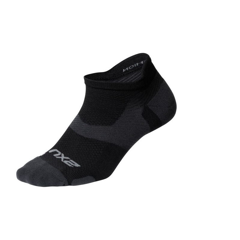 2XU Vectr Light Cushion No Show Compression Socks Black-Charcoal S