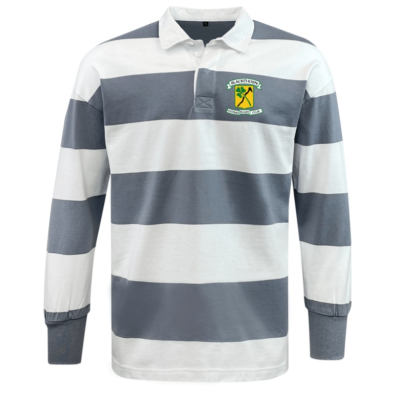 Blackthorn RFC Classic Long Sleeve Hooped Rugby Jersey S Grey