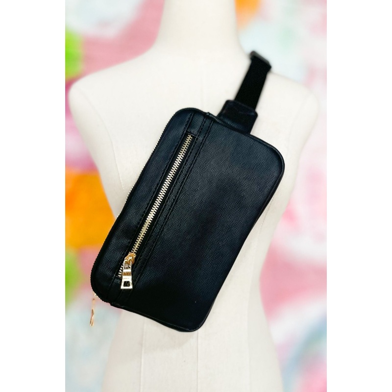 Black Rectangle Zipper Fanny Pack *FINAL SALE*