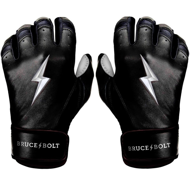 Bruce Bolt Adult Premium Pro Short Cuff Chrome Series Pair of Batting Gloves BLACK L
