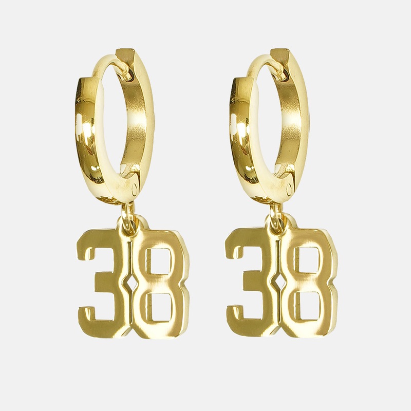 38 Number Earring – Gold Plated Stainless Steel Gold