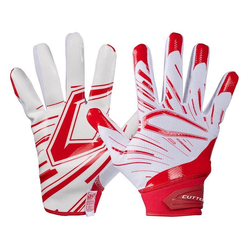 Game Day Pro Receiver Gloves White/Red Youth-XS
