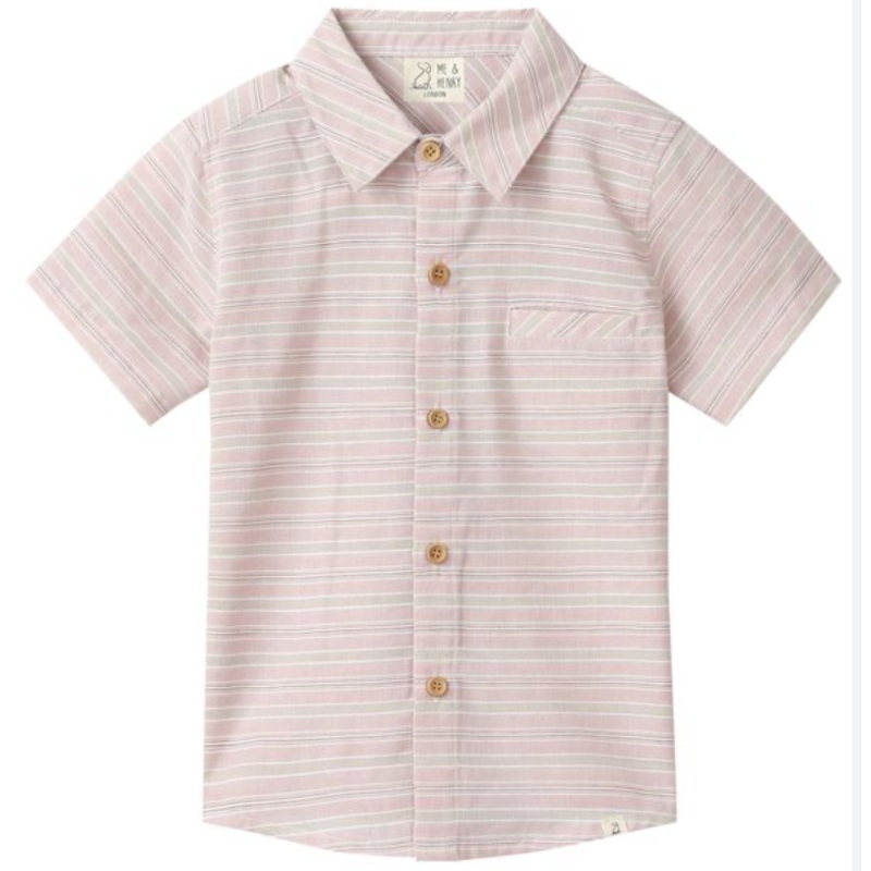 PEACH TEXTURED STRIPE NEWPORT WOVEN SHIRT 0-3m