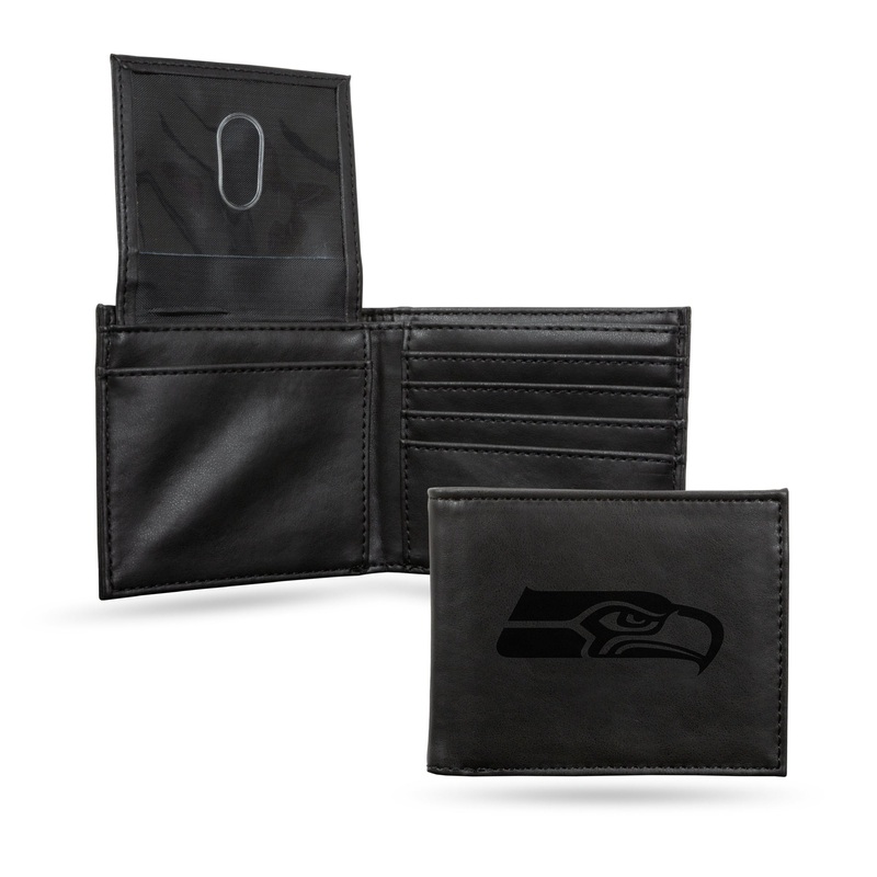 NFL Seattle Seahawks Laser Engraved Bill-Fold Black
