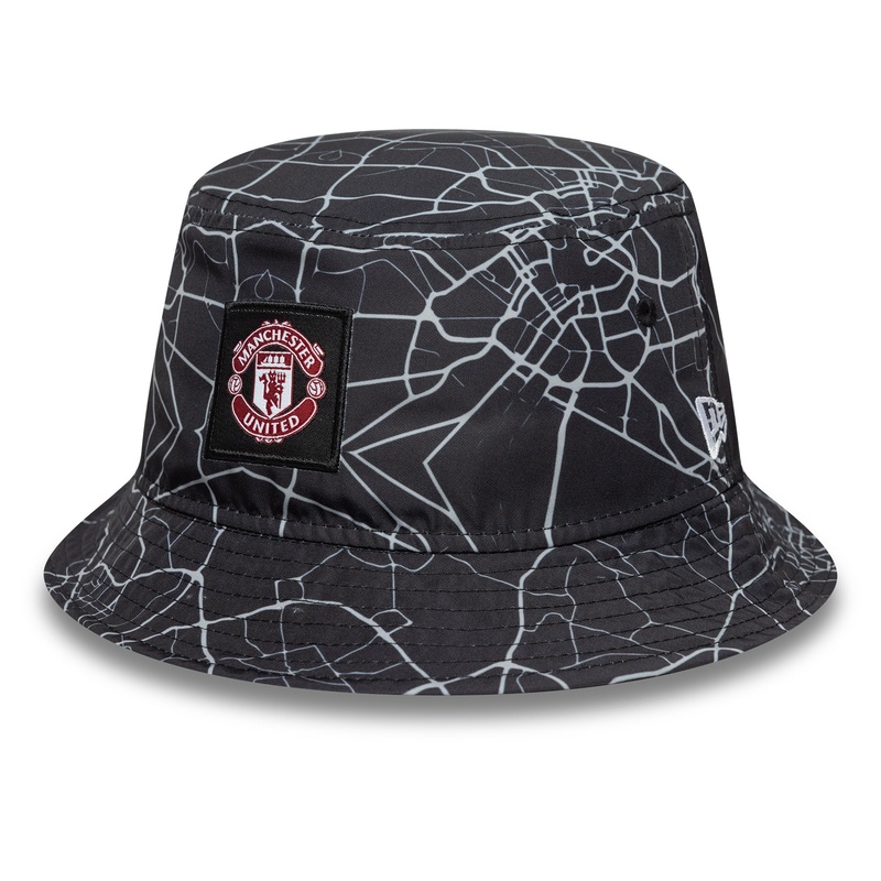 Manchester United All Over Print Bucket Hat Adults – Black S
