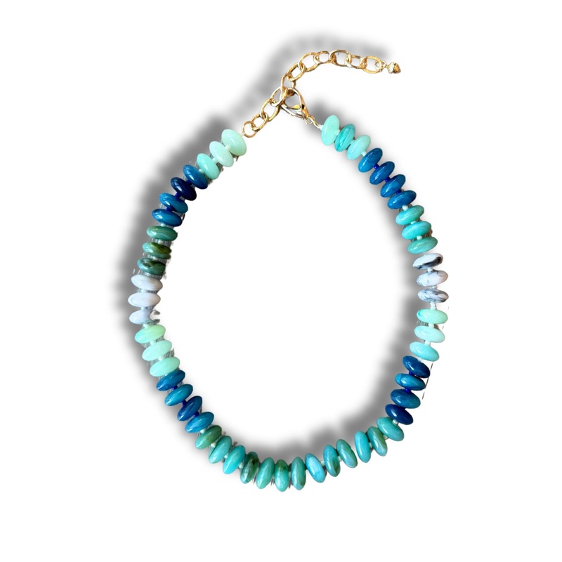 Turquoise Oval Disk Beaded Necklace