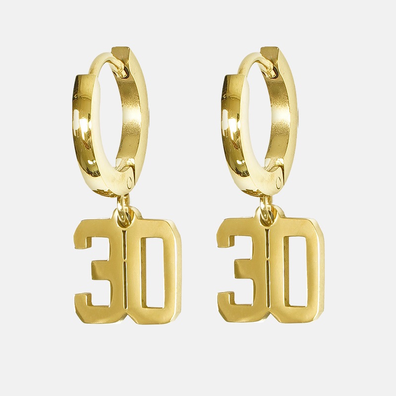 30 Number Earring – Gold Plated Stainless Steel Gold