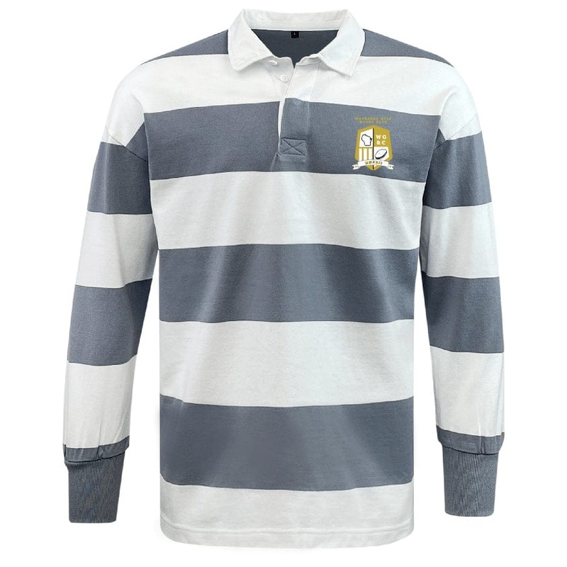Waukesha Gold Rugby Classic Long Sleeve Hooped Rugby Jersey S Grey