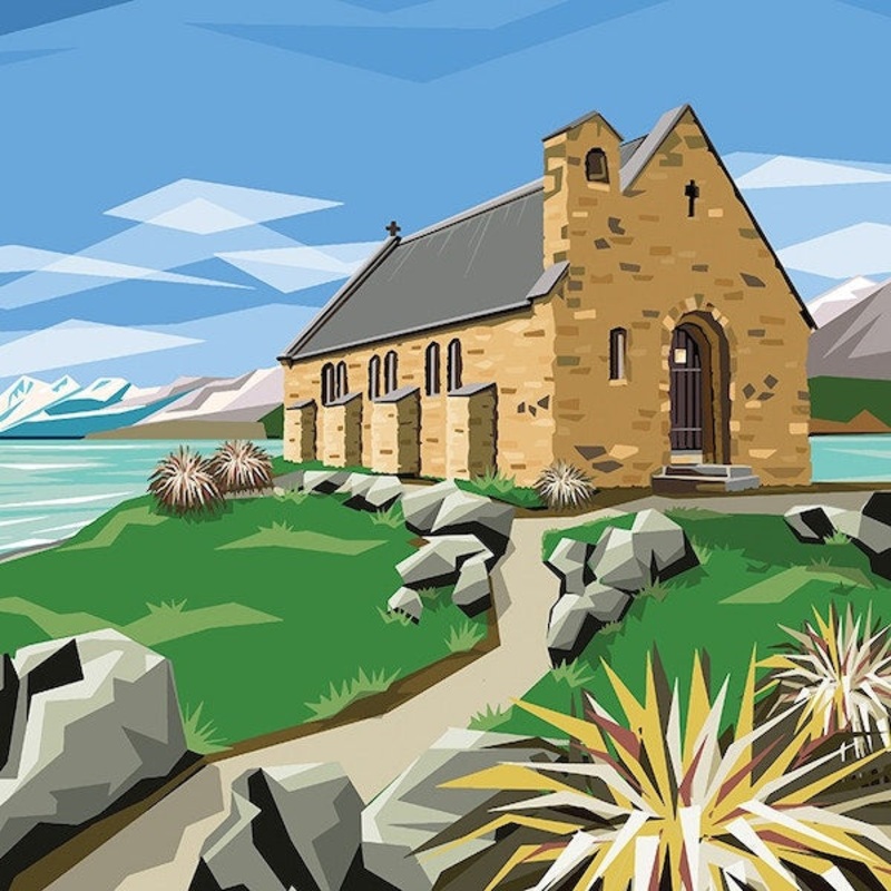 Church of the Good Shepherd Print by Ira Mitchell 15 x 15 cm