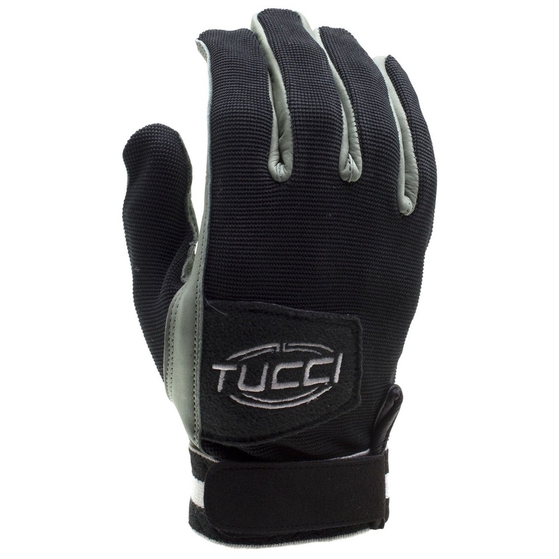 Tucci Tackified Adult BP Baseball Batting Gloves – Pair Black M
