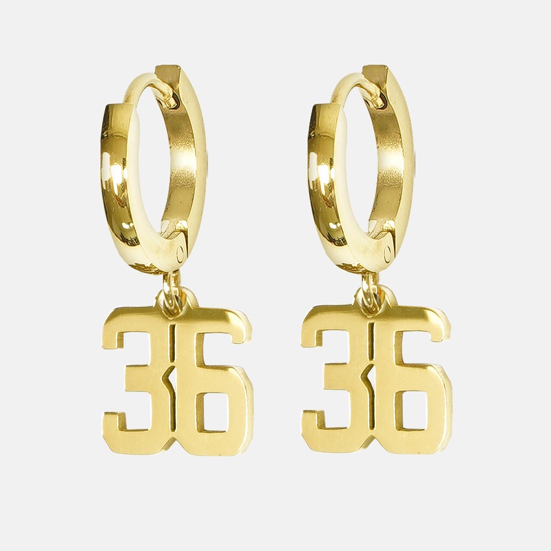 36 Number Earring – Gold Plated Stainless Steel Gold