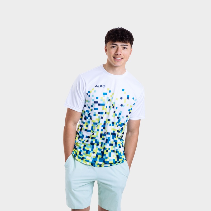 Aixo Pixel Mens T Shirt White White XS