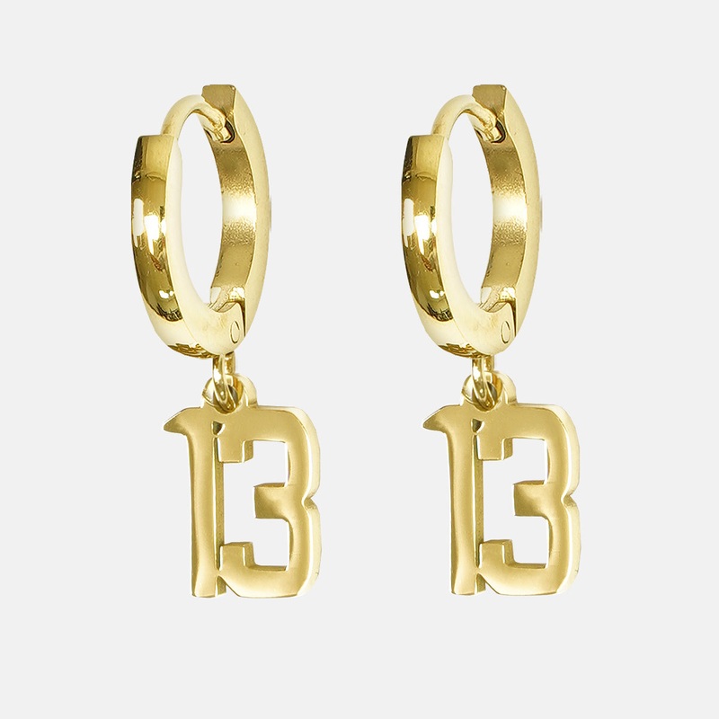 13 Number Earring – Gold Plated Stainless Steel Gold