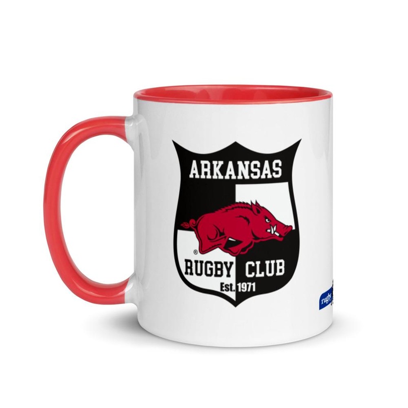 U. of Arkansas Rugby 50th Anniversary Mug with Color Inside Black