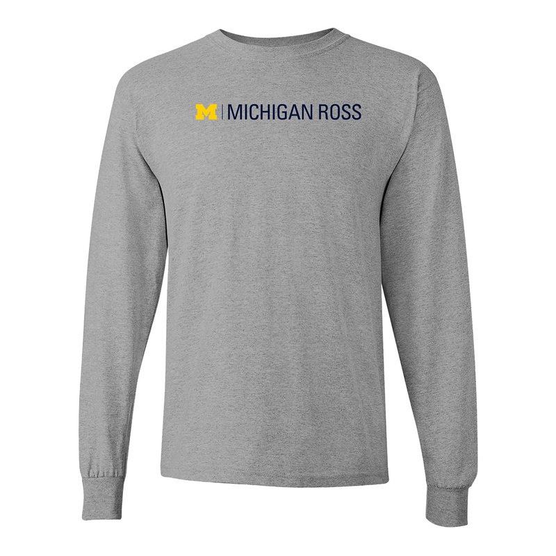 University of Michigan Ross School of Business Long Sleeve Gray Tee S
