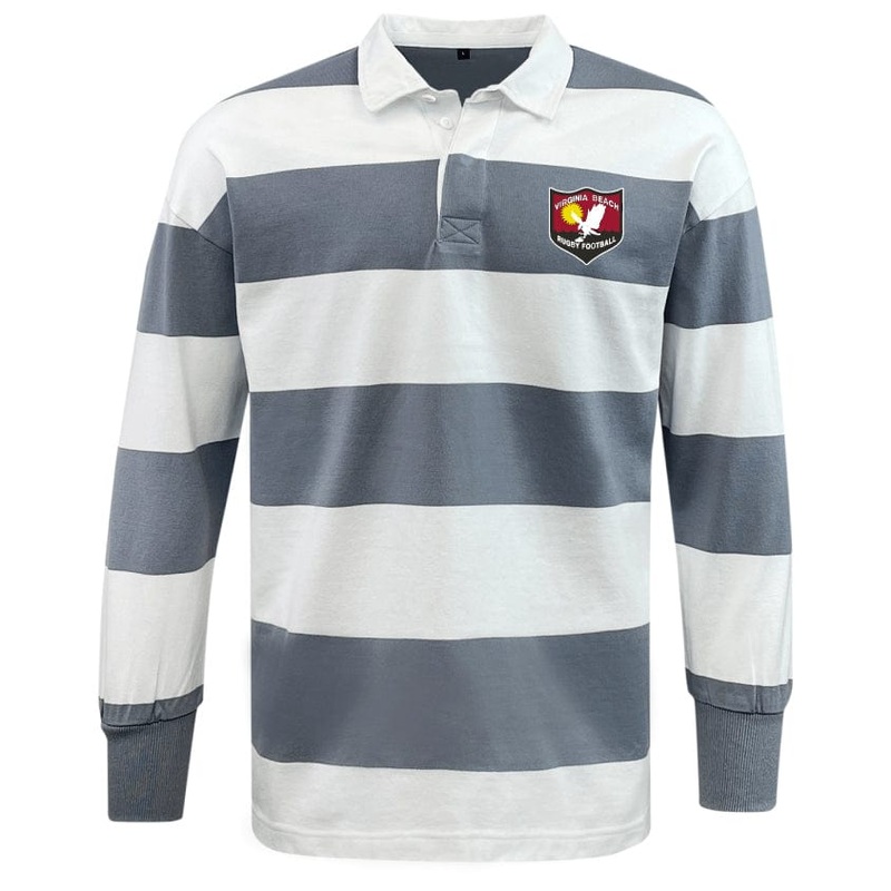 Virginia Beach RFC Classic Long Sleeve Hooped Rugby Jersey S Grey