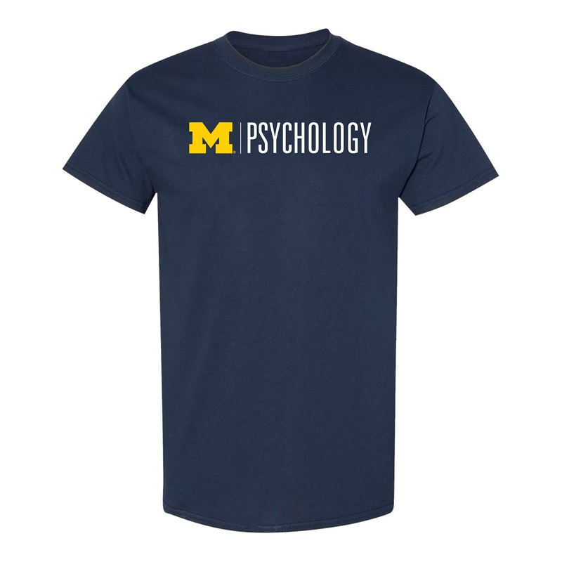 University of Michigan Block M Navy Psychology School Tee S