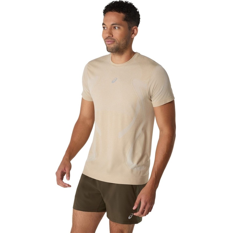 Asics Mens Road Seamless Ss Top Running X Large Cream