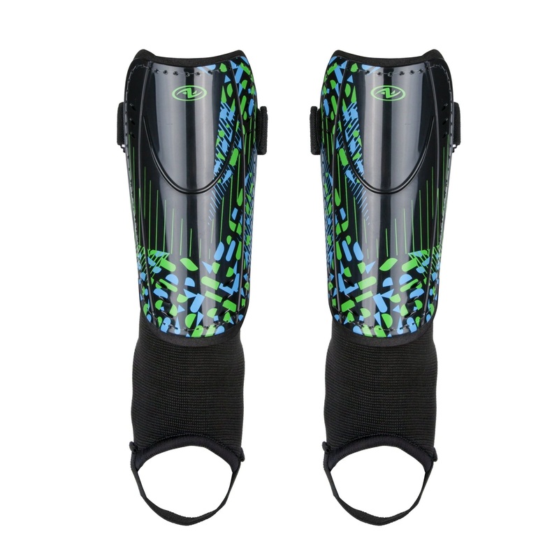 (2-Pack) XS Kids Soccer Shin Guards with Ankle Support  Durable Shell, Adjustable Straps, Black/Blue/Green XS