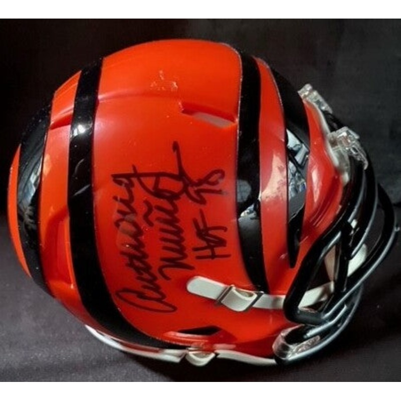 Anthony Munoz Cincinnati Bengals Autographed Mini-Helmet Inscribed “HOF 98”