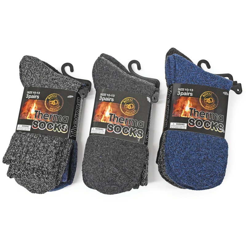 6-Pack Mens Thermal Socks Size 10-13 Dark Marled